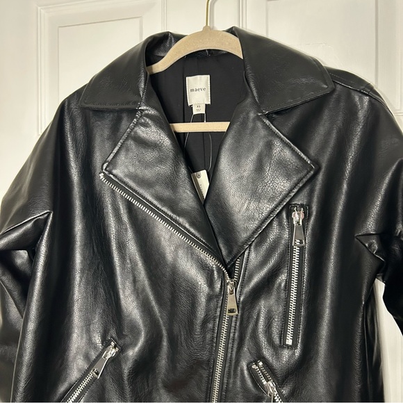 Anthropologie Maeve Oversized Faux-Leather Moto Jacket - Picture 5 of 13